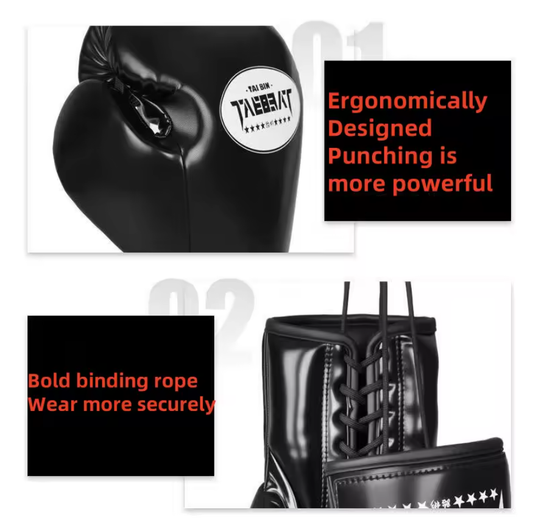 Lace up boxing gloves PU Thickened Lining Training Gloves